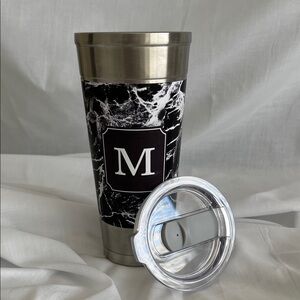 Stainless Steel Tumbler with Black Marble Design